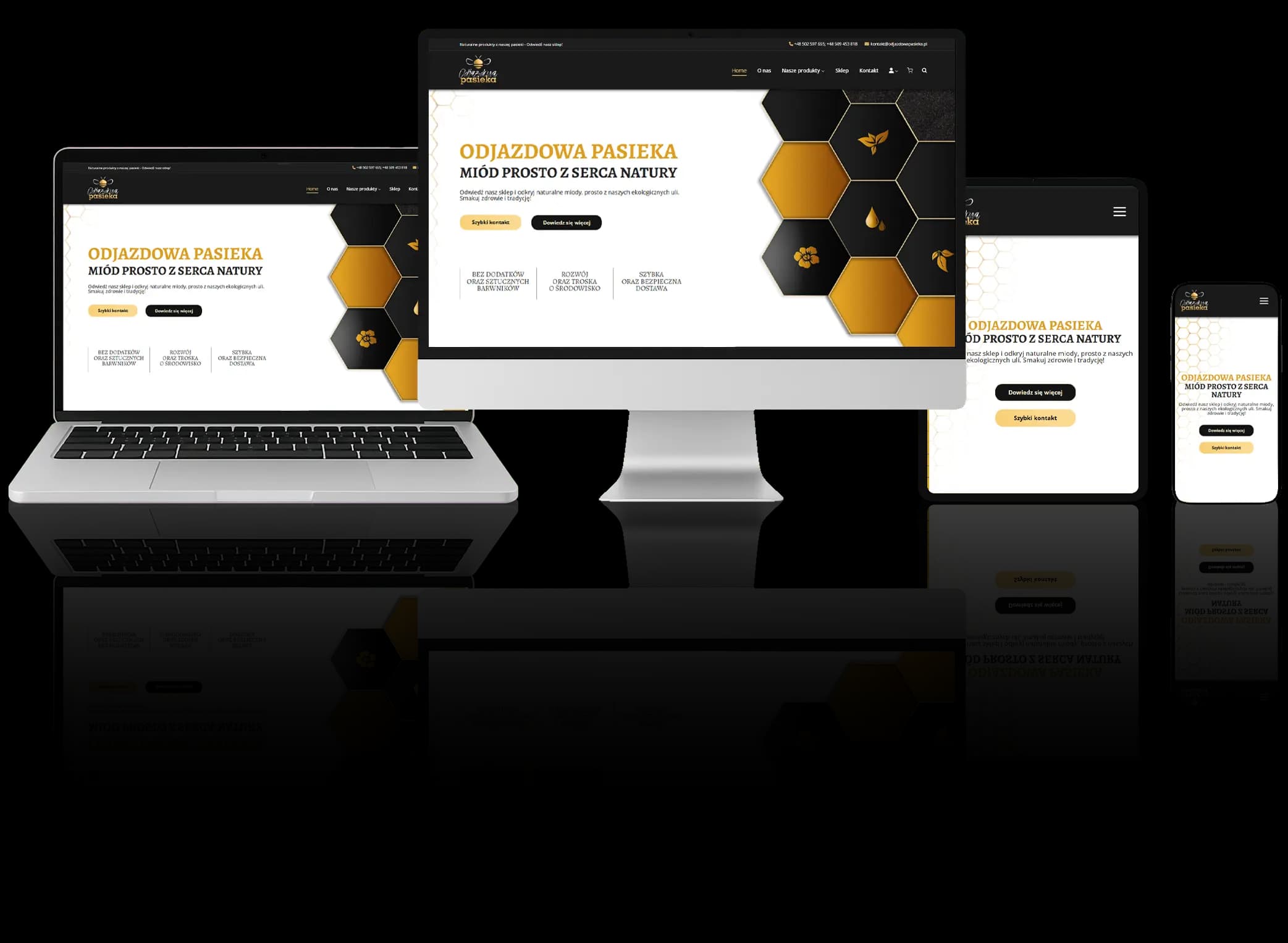 Responsives Webdesign für eine Imkerei – Online-Shop mit Honig auf Laptop, PC, Tablet und Smartphone